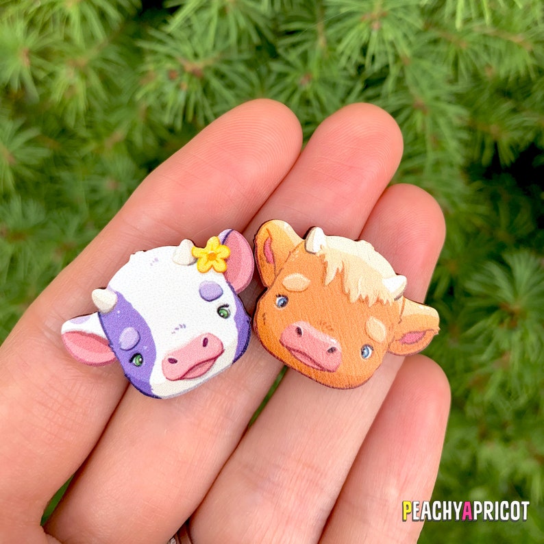 Highland Cow Pin Set Lapel Pins Cute Cow Gifts Animal Etsy