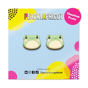 Boucles d'oreilles grenouille en bois Grenouille mignonne Cadeaux Bijoux Titane hypoallergénique