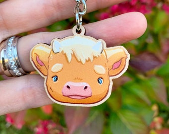 Baby Highland Cow Keychain | Cute Farm Animal Charm Gift Bag Accessory