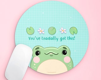 Cute Frog Kawaii Mousepad | Pastel Kawaii Aesthetic Mouse Pad Gifts | Desk Accessories for Women | Green Office Supplies