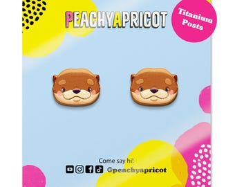 Otter Earrings | Hypoallergenic Titanium Stud Earrings | Cute Animal Earrings Jewelry Gifts