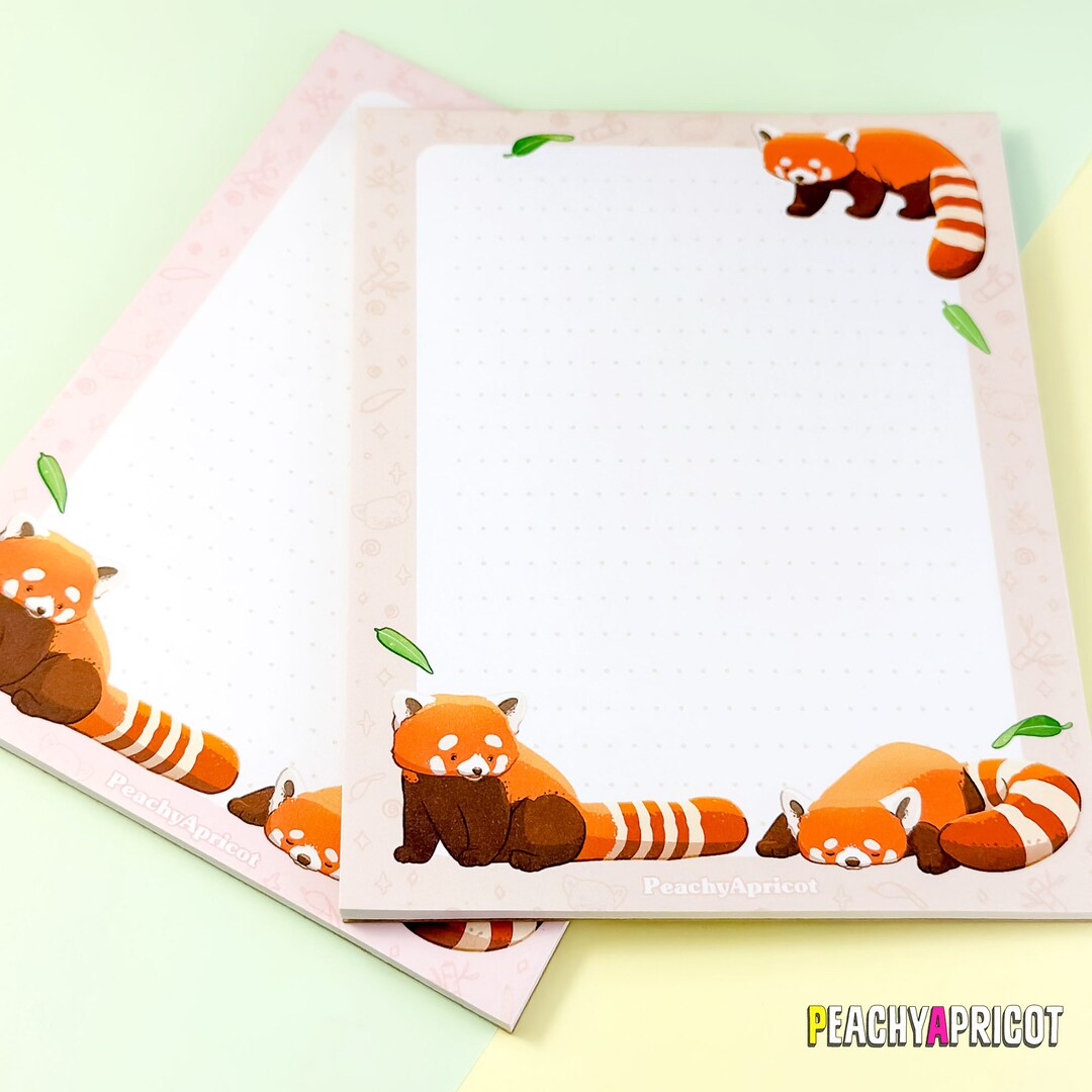 Red Panda Notepad Red Panda Memo Pad Kawaii Desk Decor Cute Stationery ...