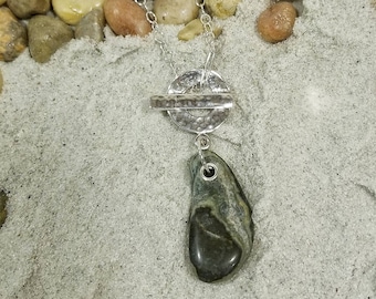 Stone and sterling grommet necklace