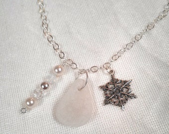Winter Wonderland sea glass necklace