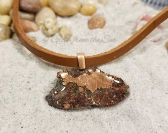 Copper Ore and Leather Necklace