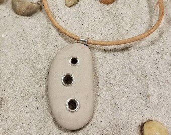 Drilled Stone Necklace with Sterling Silver Grommets
