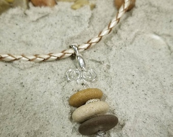 Cream, brown, and tan stone stacker necklace