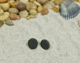 Grey stone post earrings