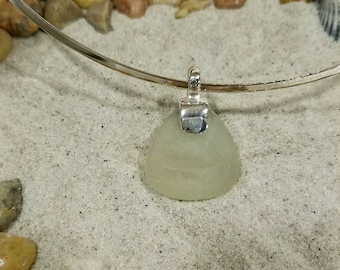 Sea glass and sterling neckring necklace
