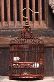 Exquisite Hand - Carved Wooden Birdcage - A Timeless Decorative Masterpiece