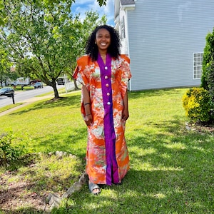 Abstract Pattern Design Damask Brocade Maxi Bubu Dress