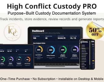 High Conflict Custody Documentation App Visitation Tracker Incident Log Evidence Organizer Child Support Co Parenting Court Records Expenses