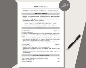 ATS Friendly Resume Template, Word, Pages, Simple Resume, CV Template, Professional Resume Template, CV Professional, Modern Resume Template