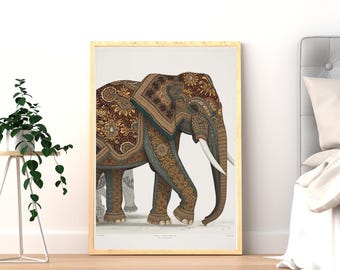 Decorated Elephant Matte Vertical Poster | Ornate Indian Elephant Wall Art
