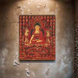Leinwanddruck, Tibetischer Buddha Kunst Wanddekoration, Zen Wohnkultur, Meditation, Raum Kunst, spirituelles Geschenk, Große Leinwand Kunst, buddhistischer Kunstdruck