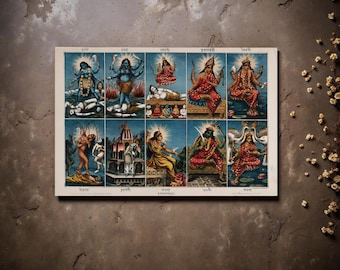 Mahavidya Hindu Goddesses Matt konsttryck: Andlig heminredning