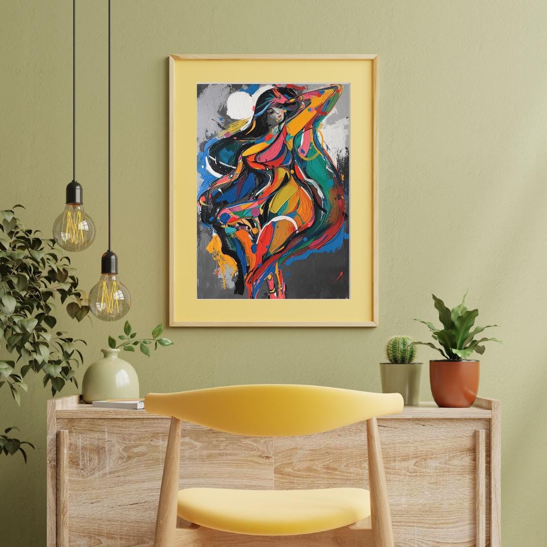 Colorful Abstract Female Figure Posters | Matte Vertical Art Print - Etsy
