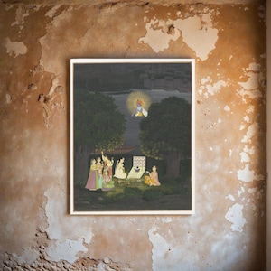 Canvas Print, Indian God Vishnu Wall Art, Matte Stretched 1 25&quot;, Religious Home Decor, Hindu Deity Picture, Meditation Room Painting,
