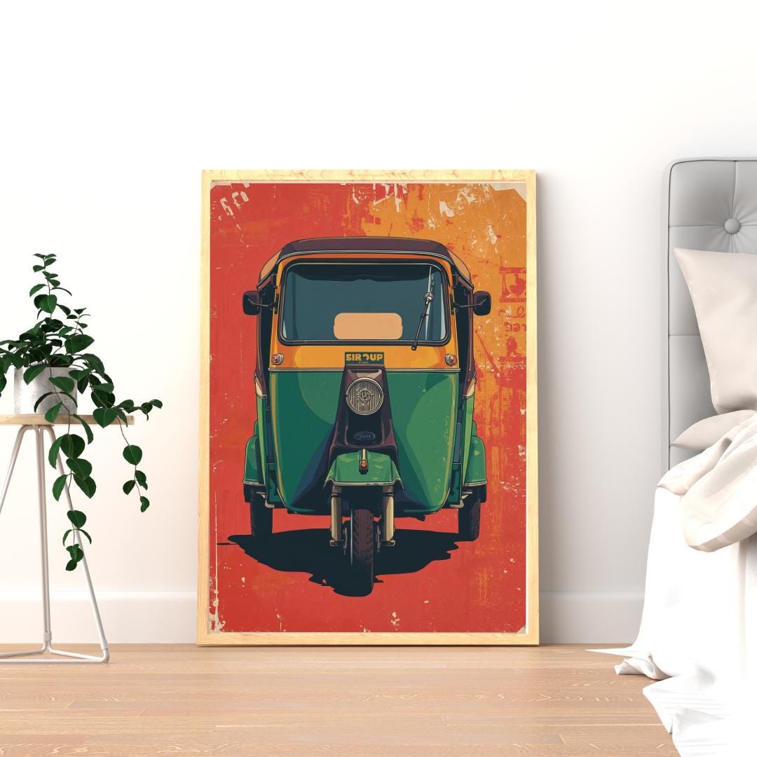 Retro Indian Auto Rickshaw Matte Poster | Vintage Tuk Tuk Wall Art - Etsy