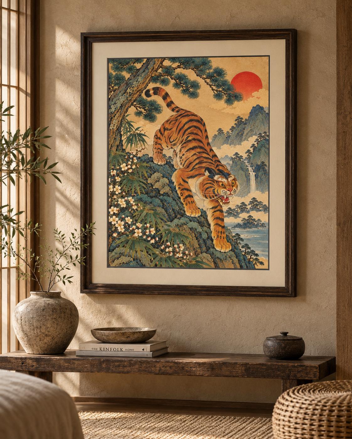 Japanese Tiger Painting Framed - Etsy