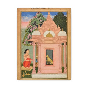 Canvas Print, Indian Lady Worshipping Lord Vishnu, Hindu Home Decor, Spiritual Wall Art, Religious Gift, Boho Chic Wall Hanging