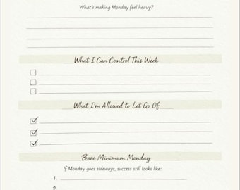 Sunday Scaries Reset | Calm Weekly Reset Printable for Anxiety & Overwhelm