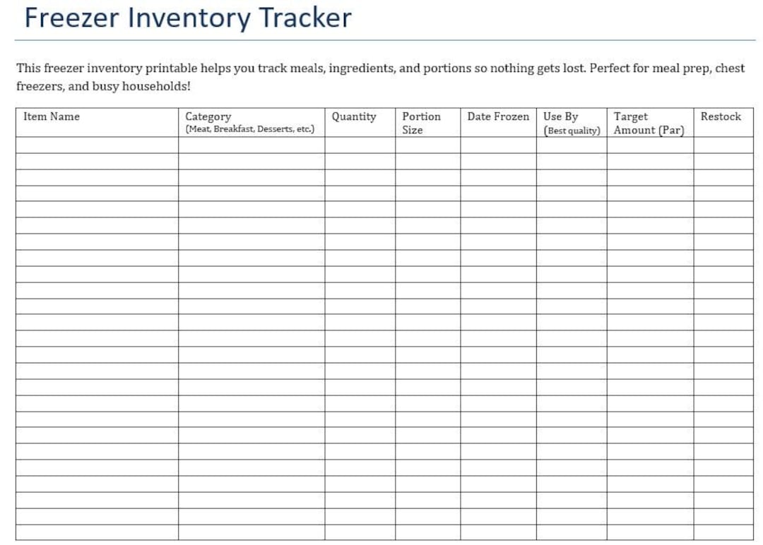 Freezer Inventory Printable | Freezer Organization Tracker | Digital ...