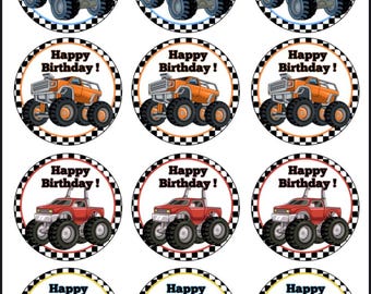 Monster Truck Birthday Cupcake Toppers – Printable Party Decor (Digital Download)