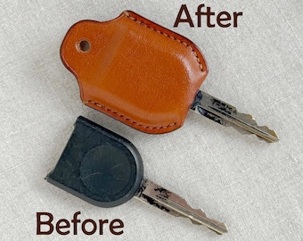 Custom Leather Car Key Cover, Repair Broken Key Loop, Worn Head