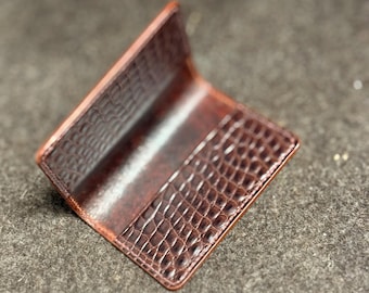 Shell Cordovan Slim Minimalist Wallet, Alligator skin card holders