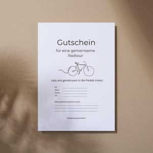 Bicycle voucher | Minimalistic printable voucher | Digital PDF voucher for bike enthusiasts and nature lovers