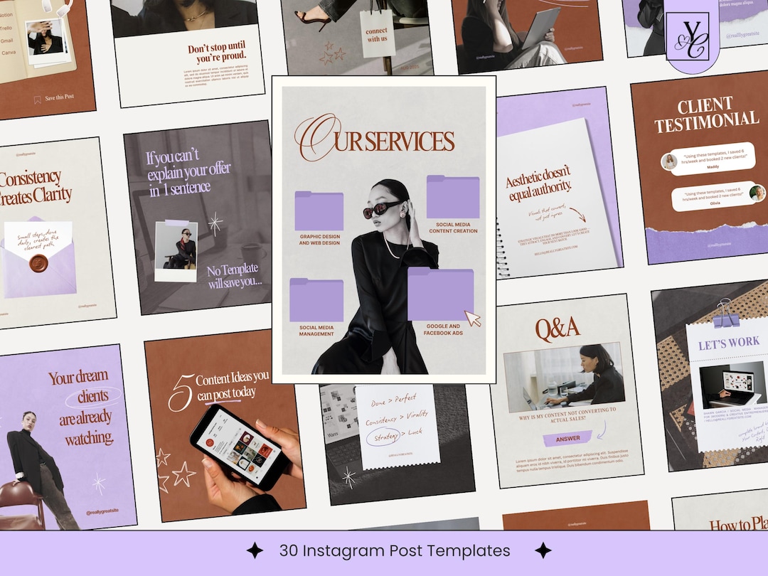 Instagram Canva Templates 30 Editable Social Media Post Templates for ...