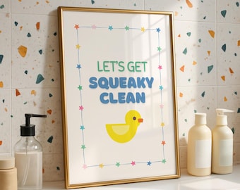 Rubber Duck Bathroom Print: Squeaky Clean Kids Decor (Digital Download)
