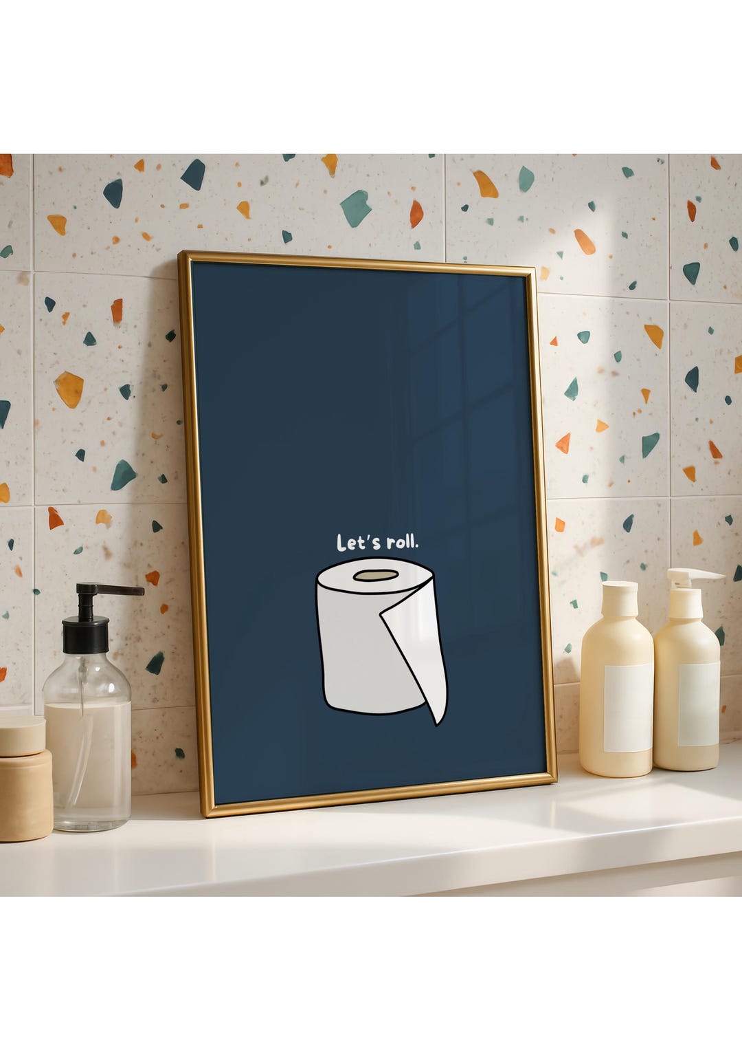 Funny Bathroom Wall Art Printable, Let's Roll Toilet Paper Poster ...