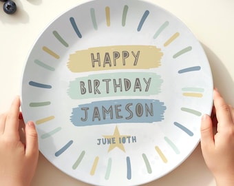 Personalized Boys Birthday Plate, Keepsake Birthday Tradition Idea, Custom Present for First Second Third Birthday Gift for Toddler Bday