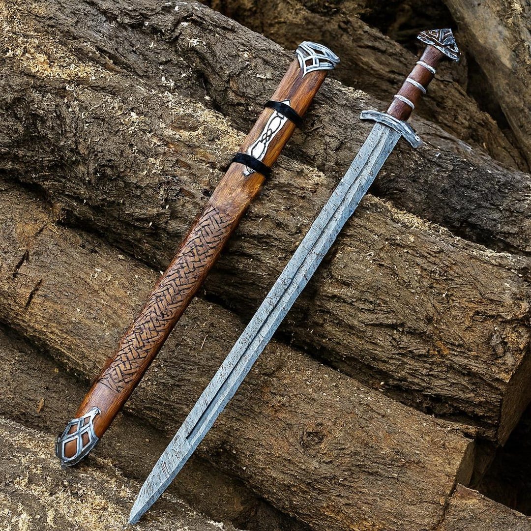 Damascus Style Hand Forged Carbon Steel Medieval Decorative Sword ...