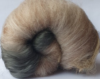 White, Grey and Beige Art Batt for felting or spinning, Merino, Corriedale, Polwarth, Huacuaya Alpaca & charcoaled bamboo 'Eucalyptus' 78g