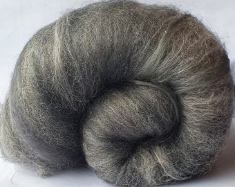 Grey Art Batt comprising of Huacuaya Alpaca, grey Polwarth, Merino Wool with Charcoaled Bamboo for felting or spinning 'Shades of Grey' 73g