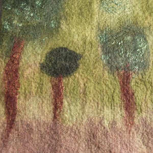 Handfelted landscape Wall Art 'Forest Green'