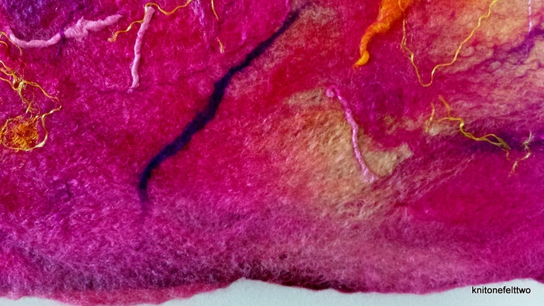 Felted Textile Art Wallhanging 'Flamingo Pink ' image 2