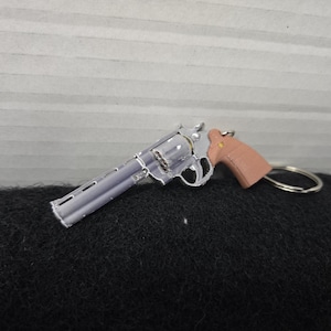 Python 44 Magnum Revolver Wood Grip Handgun Keychain