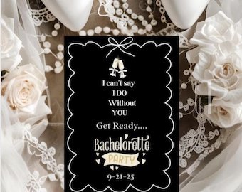 Black & White Bachelorette Party Invitation: Editable Digital Template