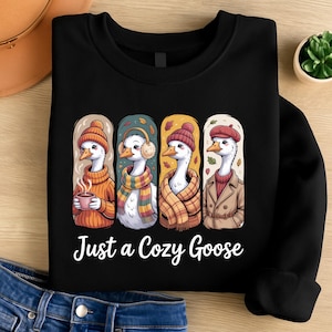 Cozy Autumn Goose PNG: Fall Apparel & Decor (Digital Download)