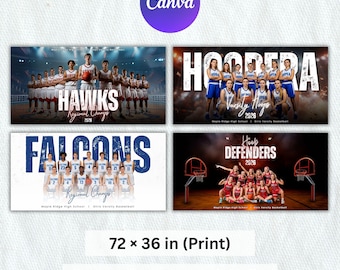 Basketball Team Banner Templates, Basketball Team Photo Bundle, High School, Sports Team Championship, EDITABLE