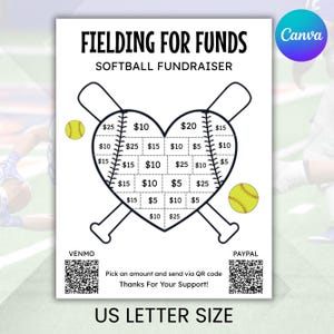 Softball Fundraiser Calendar Template, Pick-a-Date Donation Calendar, Editable Softball Canva Template, Softball Fundraising Template