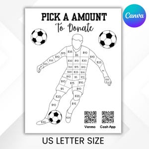 Soccer Fundraiser Template, Soccer Fundraiser Flyer, Pick A Amount to Donate, Travel Team, Canva Template, Editable Sponsor My Season Canva