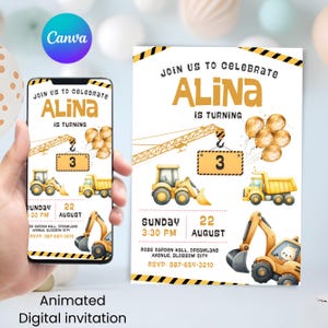 Construction birthday invitation, any age, Editable Construction Invitation, Truck Party Invite, Printable template Digital download