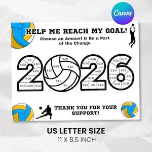 Fill My Volleyball Fundraiser Template, Editable Volleyball Fundraiser Flyer, Volleyball Sponsor My Season, Color My Fundraiser Form