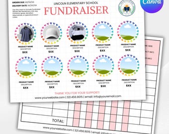 Fundraiser Order Form Design, 10 PRODUCT, Canva-Editable, DIY 10-Up, Sales, PTA Flyer Templates, Digital Download Files, Order Form