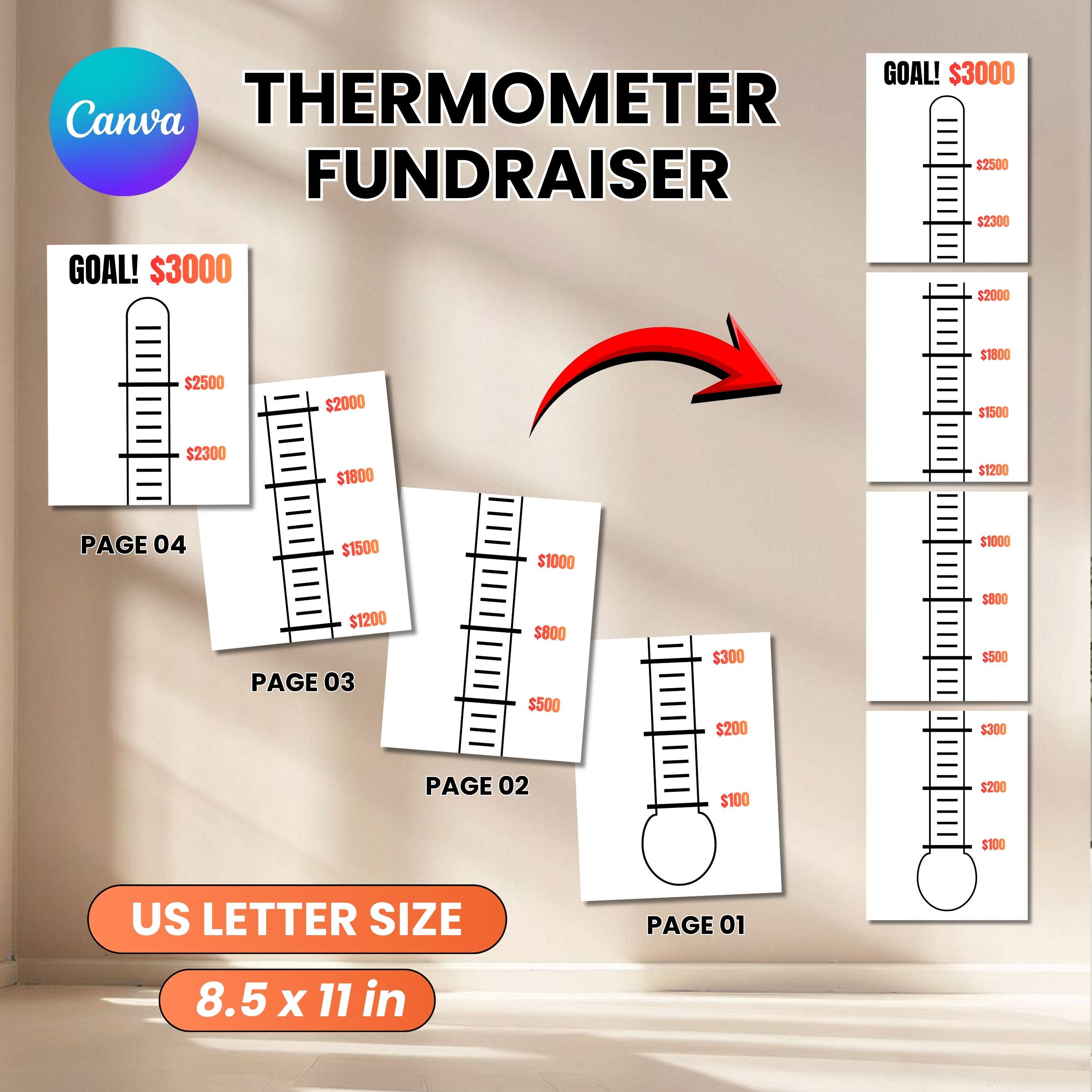 Fundraising Progress Guide Thermometer Fundraiser Goal Tracker Template, Printable Donation ...